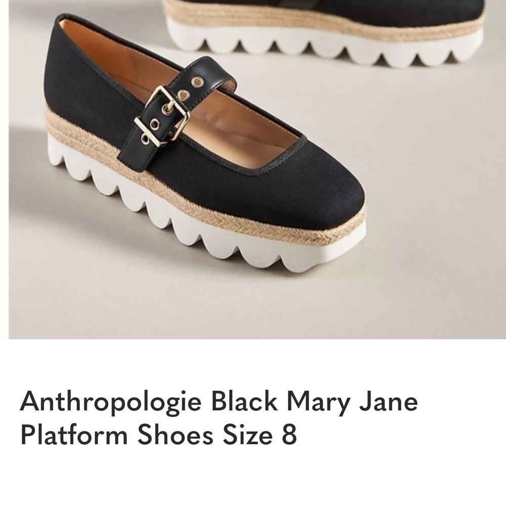 Anthropologie Black Platform Mary Janes